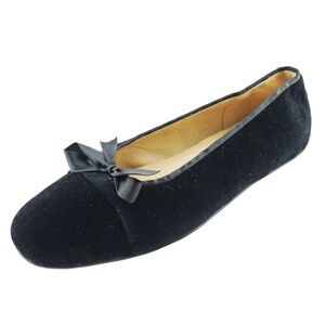 NEW Black Velvet BORMANN Ballet Flats Ribbon Bow 38 EU 7.5 US GERMANY ITALY